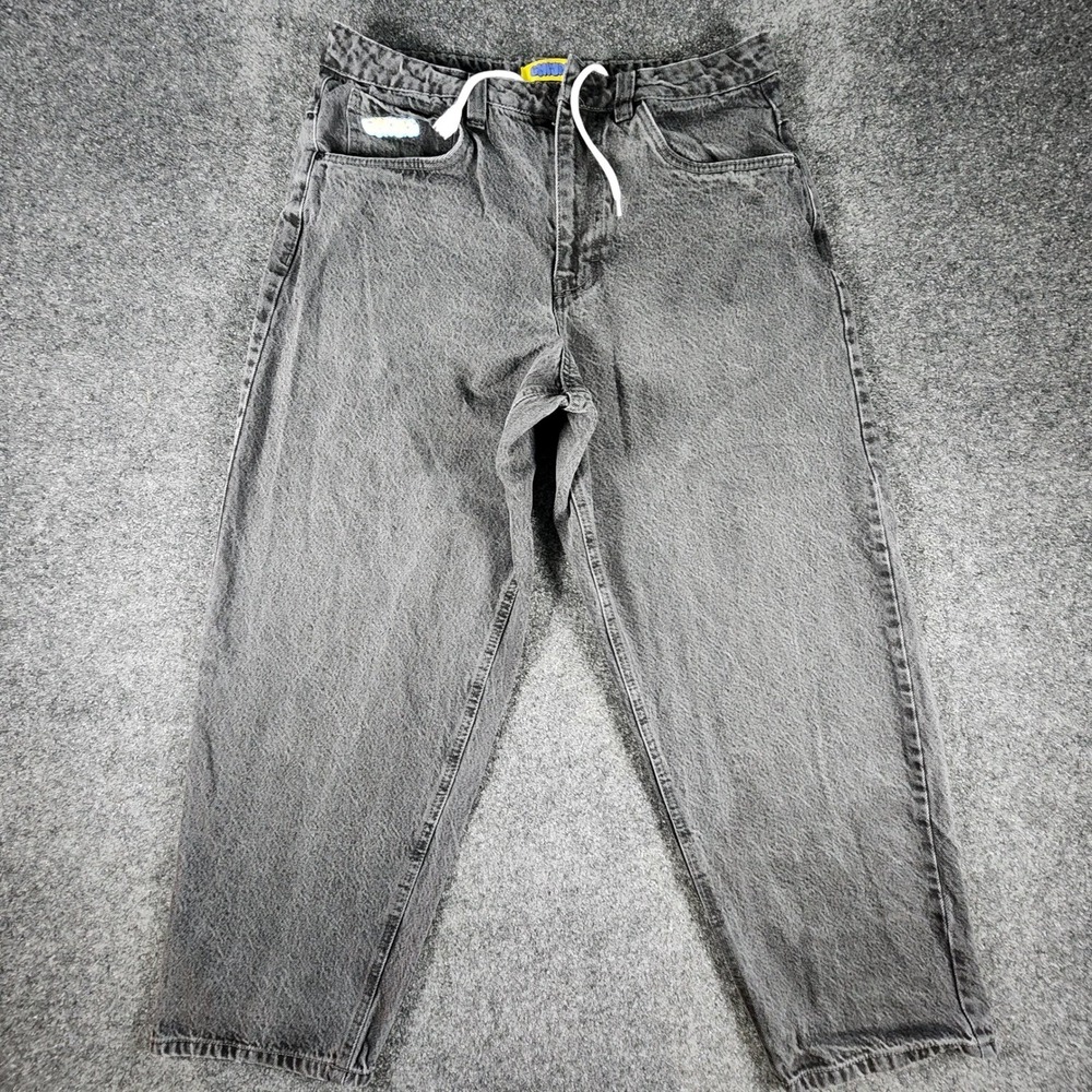 Empyre Loose Fit Jeans Mens 32 Black Washed‎ Denim Drawstring Streetwear Skater